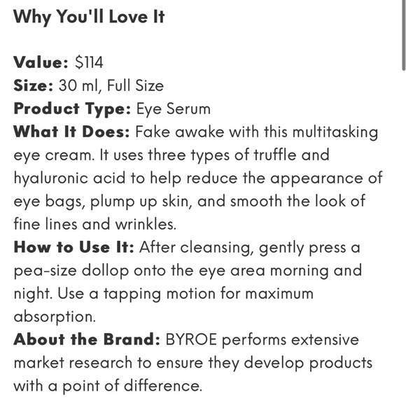 🛍️NEW!! BYROE Truffle Eye Serum-FULL size🩷FINAL MARKDOWN🩷 - Picture 4 of 10